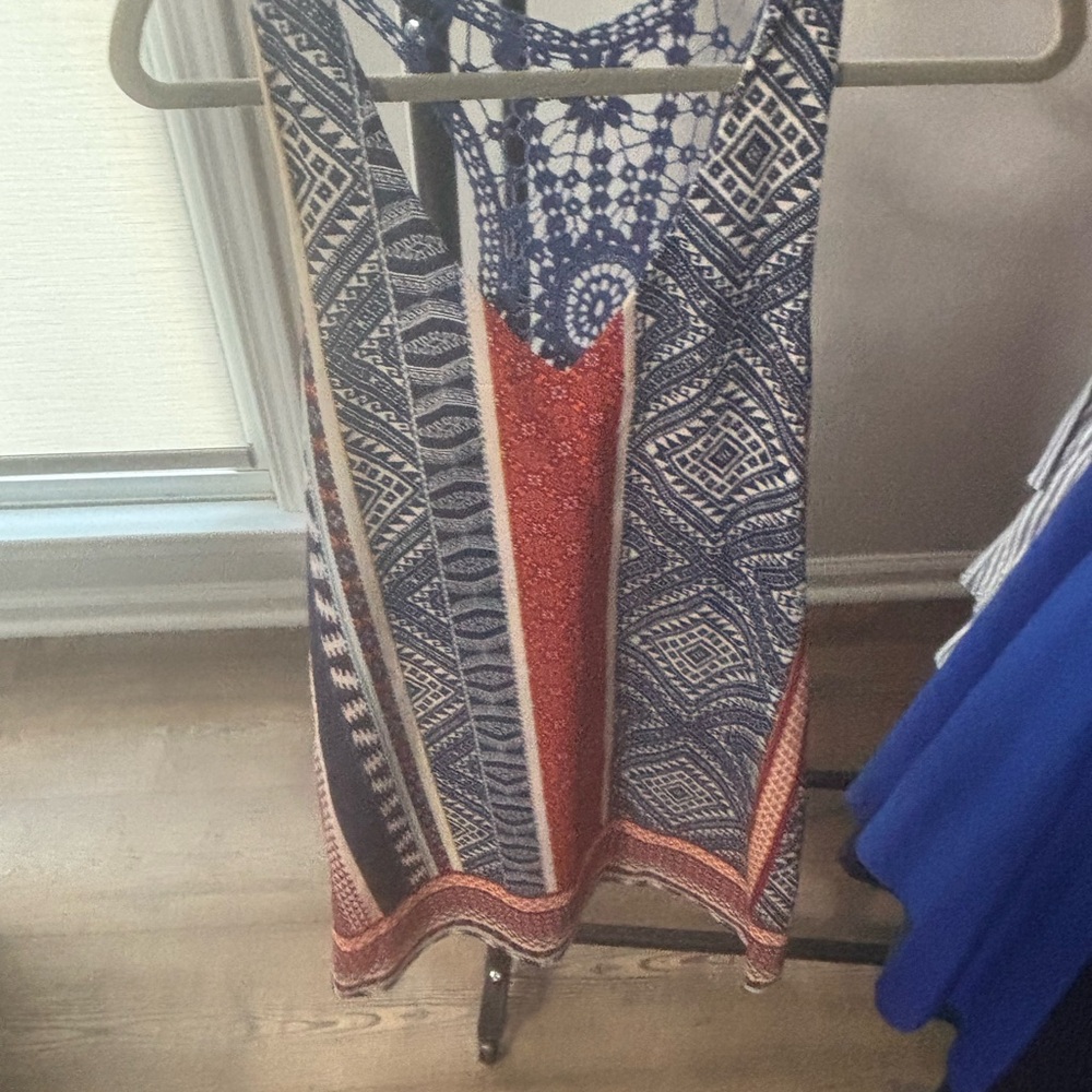 AUW Blue and Red Patterned Dress